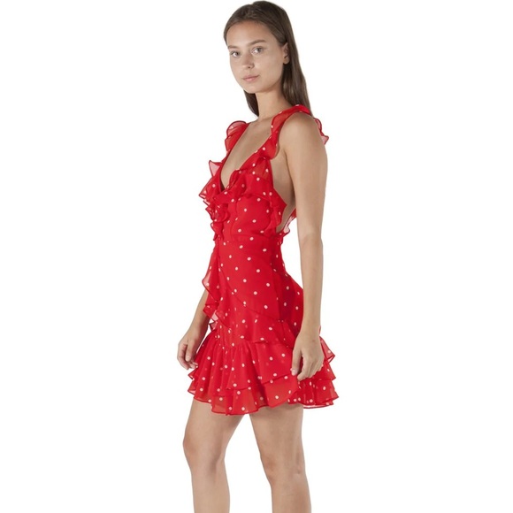 For Love and Lemons Red Polka Dot Ruffle Dress - Picture 6 of 12